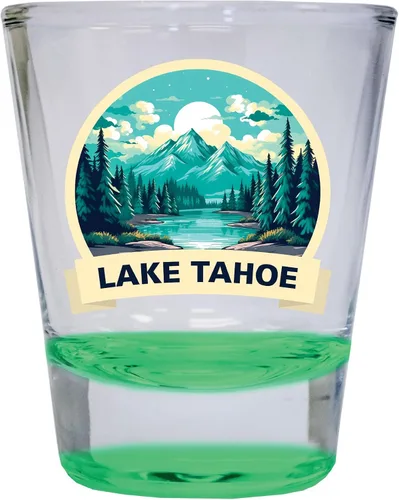 Vista 5 de Lake Tahoe California Design A Souvenir - Vaso de chupito redondo de 1.5 onzas, color azul Azul Individual