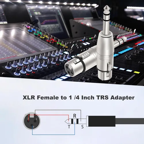 Vista 6 de Adaptador XLR hembra a TRS de 1/4 pulgadas, paquete de 2, conector equilibrado macho a XLR hembra para micrófono, interfaz de audio, mezclador