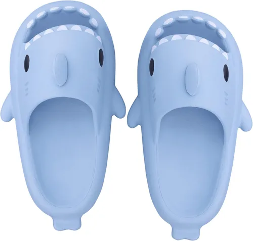 Vista 2 de ZICKYO Sandalias unisex con diseño de tiburón para mujer hombre diseño de tiburón de dibujos animados esponjosas informales para playa piscina ducha