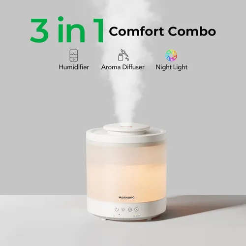 Vista 2 de Homvana Humidificadores pequeños para recámara - 2 paquetes de 1.5L Humidificador de niebla fría con relleno superior para guardería de bebé