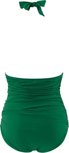 Vista 31 de RXRXCOCO - Traje de baño fruncido de una pieza, con cuello en V, para mujer, con control de abdomen y cuello halter
