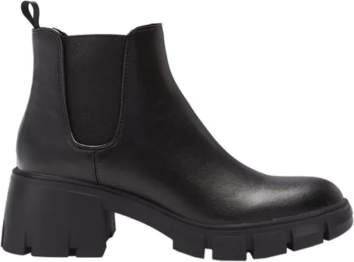 Vista 3 de Botas de estilo botas de combate de cuero y con plataforma y tacón grueso, tipo Chelsea, para mujer, hasta el tobillo