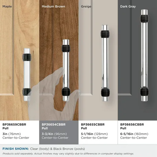 Vista 6 de Amerock Mango de gabinete Bronce claro/negro 3-3/4 pulgadas (96 mm) de centro a centro Glacio paquete de 1 unidad Jaladera de cajón