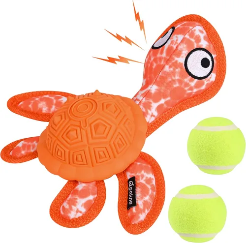 Vista 8 de Juguetes masticables para perros, juguetes para masticar dientes de cachorro, material de goma duradero, con forma de tortuga, juguetes para perros
