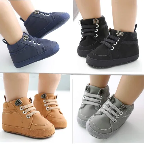Vista 2 de RVROVIC Zapatillas antideslizantes para bebés y niñas, botas de tobillo suaves para niños y niñas, zapatos de cuna para recién nacidos