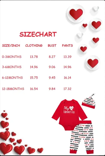 Vista 7 de Conjunto de ropa de manga larga para bebés, niños y niñas, mi primer día de San Valentín