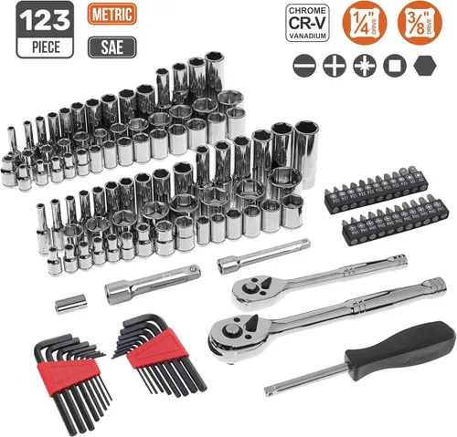 Vista 2 de Amazon Basics - Juego de herramientas de llaves mecánicas con estuche, 123 piezas