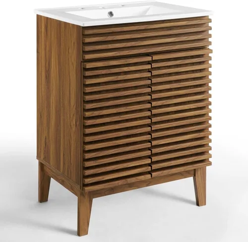 Vista 55 de Modway Render 23.5" tocador de baño en nogal (lavabo no incluido)