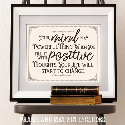 Vista 2 de Your Mind is a Powerful Thing When You Fill It With Positive Thoughts - Great Inspirational Decor, Positive Quote Display, Home Office and Classroom