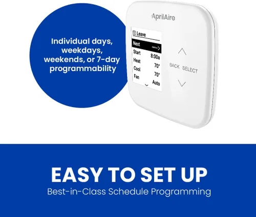 Vista 5 de AprilAire S86WMUPR Termostato programable Wi-Fi, multietapa universal con control IAQ, etapas de calor/frío 2H/2C o etapas de bomba de calor 4H/2C
