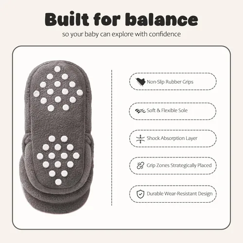 Vista 6 de Botines de forro polar para recién nacido, unisex, antideslizantes, para recién nacidos, primeros pasos, zapatos cálidos para la casa para bebés