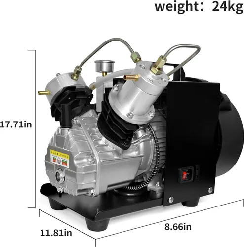Vista 9 de TUXING 4500PSI/30Mpa PCP Compresor Mini Cilindro Doble para Tanque de Buceo 110V air compressor, lightweight portable, works for paintball guns &