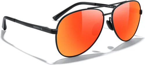 Vista 5 de MERRY'S Lentes de sol de aviador para hombres y mujeres, lentes polarizados para conducir, lentes espejados, protección UV 400, 2.283 in