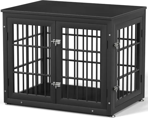 Vista 31 de rehomerance Mueble de jaula de perro resistente de 26 pulgadas para perros pequeños, mesa auxiliar decorativa para casa de mascotas, muebles de Negro