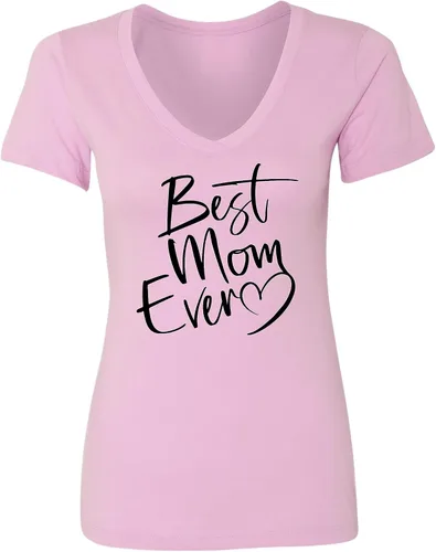 Vista 33 de Go All Out Script Best Mom Ever Heart Idea - Camiseta con cuello en V para mujer