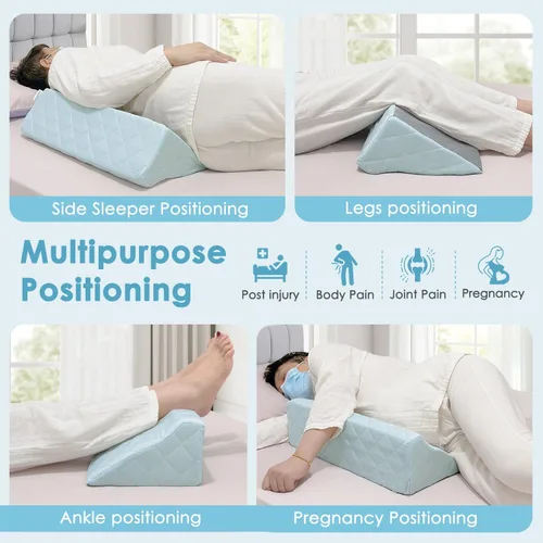 Vista 5 de Almohada de cuña para personas mayores Posicionamiento de cama Cuña médica Cuña de almohada triangular para soporte de espalda Dormir después