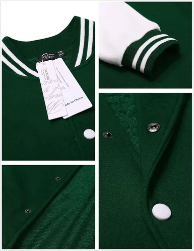 Vista 4 de COOFANDY - Chaqueta universitaria estilo aviador para hombre hecha de algodón casual y ajustada
