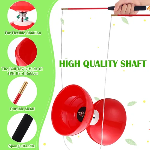 Vista 4 de Hungdao Juego de 5 diábolos chinos con triple rodamiento chino Yoyo de 5 pulgadas, varios colores, Diábolo Big Yoyo con palos de fibra de vidrio