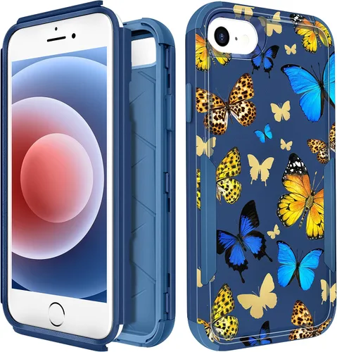 Vista 97 de Funda para iPhone SE 2020/2022/3ª generación, para iPhone 8/7, funda protectora resistente con diseño de flor linda para mujeres, hombres, niñas
