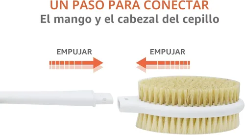 Vista 4 de Cepillo de ducha con cerdas suaves y rígidas, mango largo de 18.5" de doble cara, cepillo de baño para la espalda, exfoliador corporal para Azul