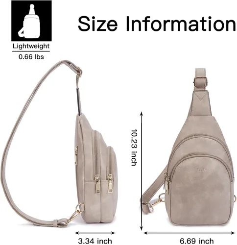 Vista 6 de Telena Riñonera pequeña para mujer, de cuero, cangureras, bolsa de pecho para mujer