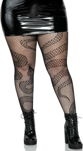 Vista 3 de Leg Avenue Medias de red de animales alternativos oscuros para mujer, serpiente, 1X de EE. UU, Snake