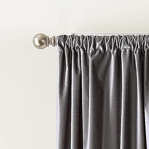 Vista 6 de Cortinas DKNY Modernas con Nudos de Terciopelo Forrado, Paneles Pares, 108", Carbón Gris antracita