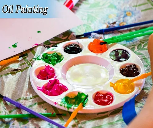Vista 3 de 100 bandejas de pintura para niños, paleta de pintura de plástico con 10 pozos, paleta de bandeja de pintura acrílica inifus para niños, estudiantes