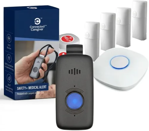 Vista 5 de Connected Caregiver Sistema de alerta médica Safety+ Gemini 4G para personas mayores: avanzado, detección de caídas, monitor 24/7, localización