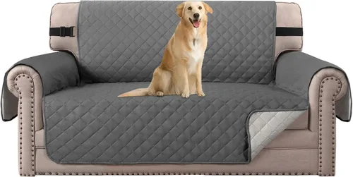 Vista 50 de H.VERSAILTEX Funda de sofá resistente al agua para sofá de 3 cojines, reversible, protector de muebles acolchado con correa elástica, funda de sofá