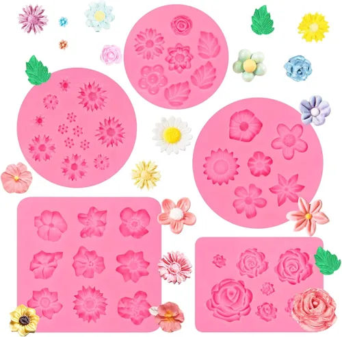 Vista 11 de Moldes de silicona para mariposas, 6 paquetes de moldes para 6 moldes de flores Pakcs