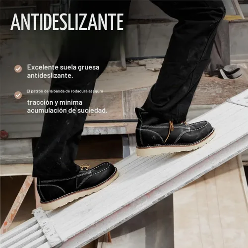 Vista 4 de EverBoots - Botas de trabajo para hombre, botas de cuero EverFit ligeras, cómodas, antideslizantes y con absorción de golpes, grano de aceite suave