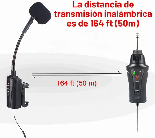 Vista 4 de VT-5 Micrófono de violín inalámbrico UHF de cuello de ganso Sistema de receptor y transmisor de micrófono de instrumento de recolección para violín