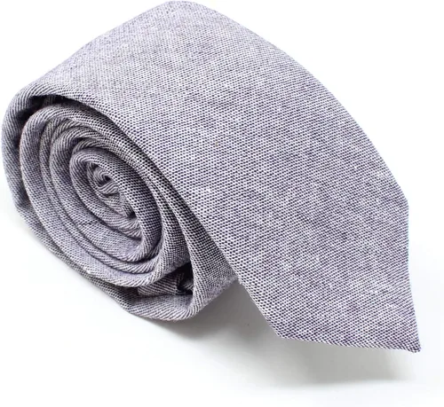 Vista 64 de Corbata delgada de algodón cambray para hombre, estilo desgastado texturizado - 2 1/2 pulgadas de ancho