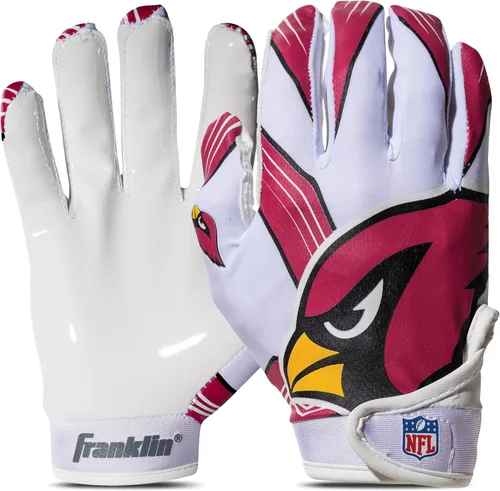 Vista 17 de Franklin Sports - Guantes de receptor de fútbol americano juvenil de la NFL, par de guantes de fútbol para niños con logotipos de equipos de la NFL