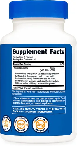 Vista 5 de Nutricost Complejo probiótico (10 mil millones de UFC) 60 cápsulas