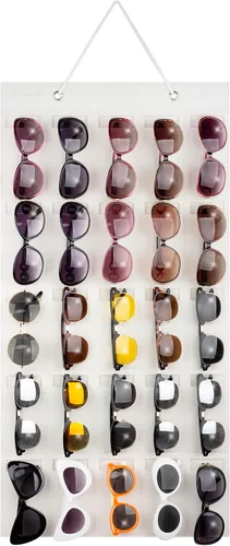 Vista 11 de Pacmaxi - Organizador de lentes de sol con bolsillos, organizador de pared por Sunglasses, soporte de almacenamiento colgante para lentes, exhibidor