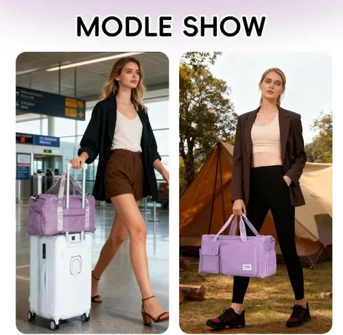 Vista 7 de Oweisong Bolsa deportiva de gimnasio para mujeres y hombres, bolsa de viaje para el fin de semana, bolsa de mano con compartimento para zapatos