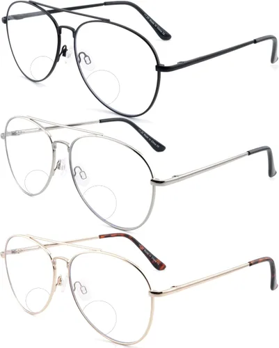 Vista 9 de Gafas de sol bifocales clásicas, gafas de lectura de metal Command Aviator para hombre 1.0