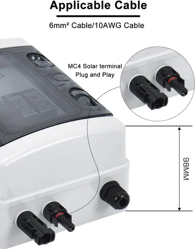 Vista 7 de DIHOOL Caja de interruptor de desconexión de panel solar Caja de disyuntor de CC de 40 amperios, caja combinadora de 1000 V PV para RV