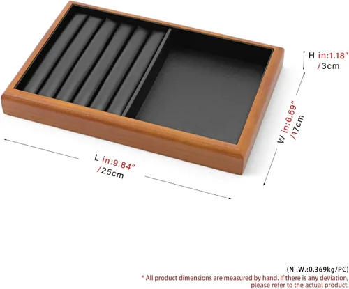Vista 8 de Oirlv Bandeja de exhibición de anillos de joyería de madera negra Negro