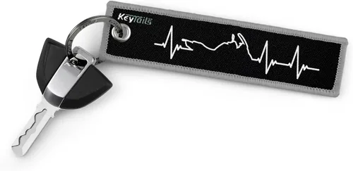 Vista 2 de KEYTAILS Llaveros, Etiqueta de Llave de Calidad Premium para Motocicleta, Coche, Scooter, ATV, UTV [Aventura, Deporte Dual - Latido del Corazón]