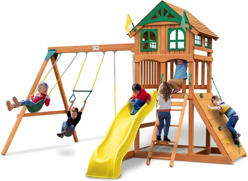 Vista 17 de Gorilla Playsets 01-0001-Y - Juego de columpio con pared de escalada ancha