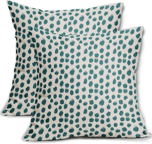 Vista 31 de Sweetshow Juego de 2 fundas de almohada de 16 x 16 pulgadas, diseño bohemio, con diseño de lunares, moderno y moderno, para exteriores, decorativas