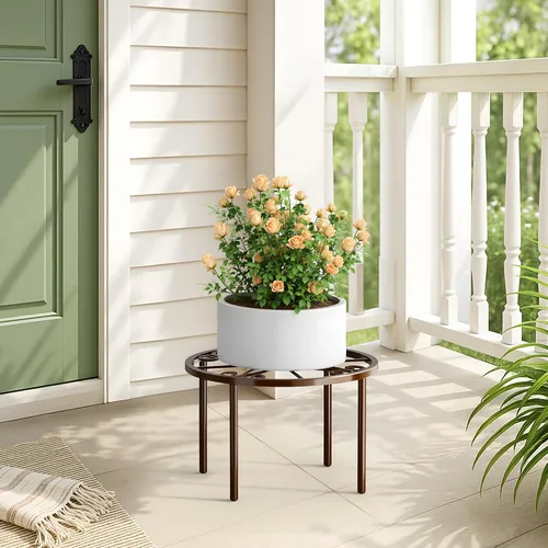 Vista 2 de bussdis 1 soporte para plantas, soporte de metal resistente para decorar plantas, soporte para macetas antioxidante, estante redondo para plantas