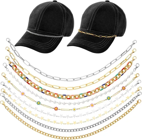 Vista 21 de Geyoga 9 unidades de cadenas para sombrero de camionero, dijes de sombrero de camionero para mujeres y hombres, decoración de billetes, cadena