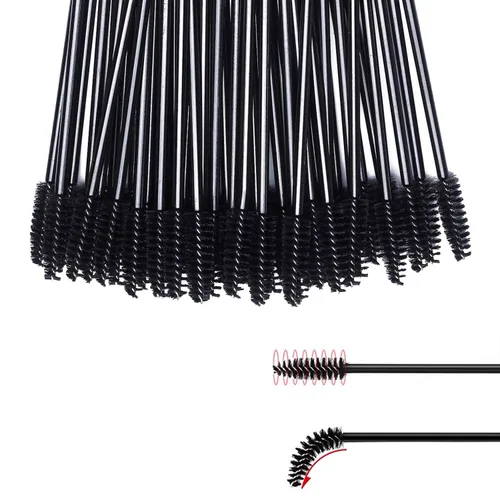 Vista 5 de GUMIKE - 100 piezas de cepillos desechables para pestañas y maquillaje, para extensión de pestañas y cejas (negro)