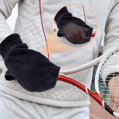 Vista 4 de 1 par de guantes de raqueta para pickleball y raquetball en climas fríos, cálidos y ultra transpirables, puños de punto elásticos para mujeres