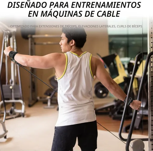 Vista 7 de Puños ajustables para muñeca de neopreno con correas acolchadas para equipos de entrenamiento de fuerza con máquinas de cable