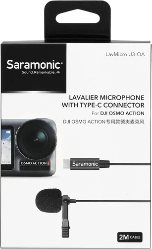 Vista 9 de Saramonic LavMicro U3-OA Micrófono de solapa omnidireccional compacto con clip diseñado para DJI Osmo Action con cable de 6.6 pies (6.6 ft)